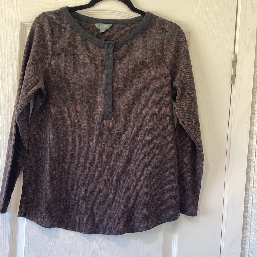 Terra & Sky Brown and Black Knit Top size0X EUC